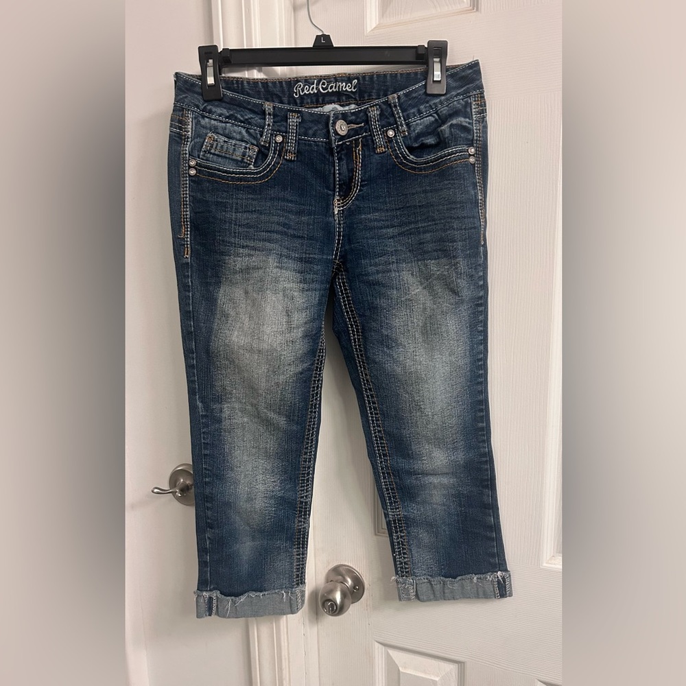 Red Camel Women’s Straight Leg Cropped Jeans - Faded Blue
